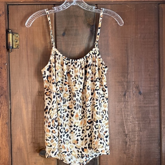 CAbi Animal Print Leopard Silky Cami Tank Top Tan Black Gold Size SMALL - Picture 6 of 9
